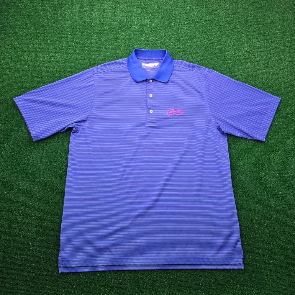 Donald Ross Polo Shirt Mens Large Blue Striped Golf Performance Bonifay Club